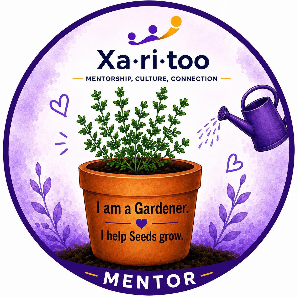 Xaritoo mentor emblem — I am a Gardener, I help Seeds grow